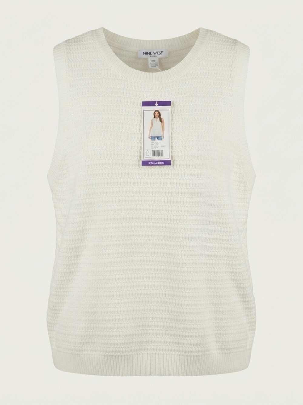 Nine West Jeans Women XXL Cream Crochet Knit Tank Top Sleeveless NWT
